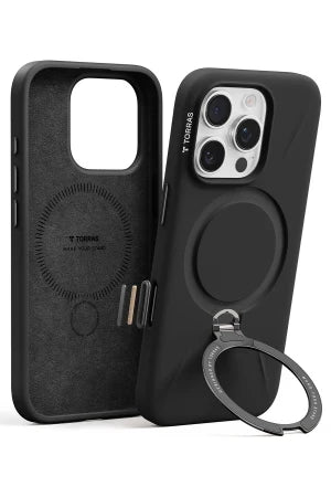 Torras Apple iPhone 16 Pro O Stand Spin Silicone Serisi Magsafe Telefon Kılıfı