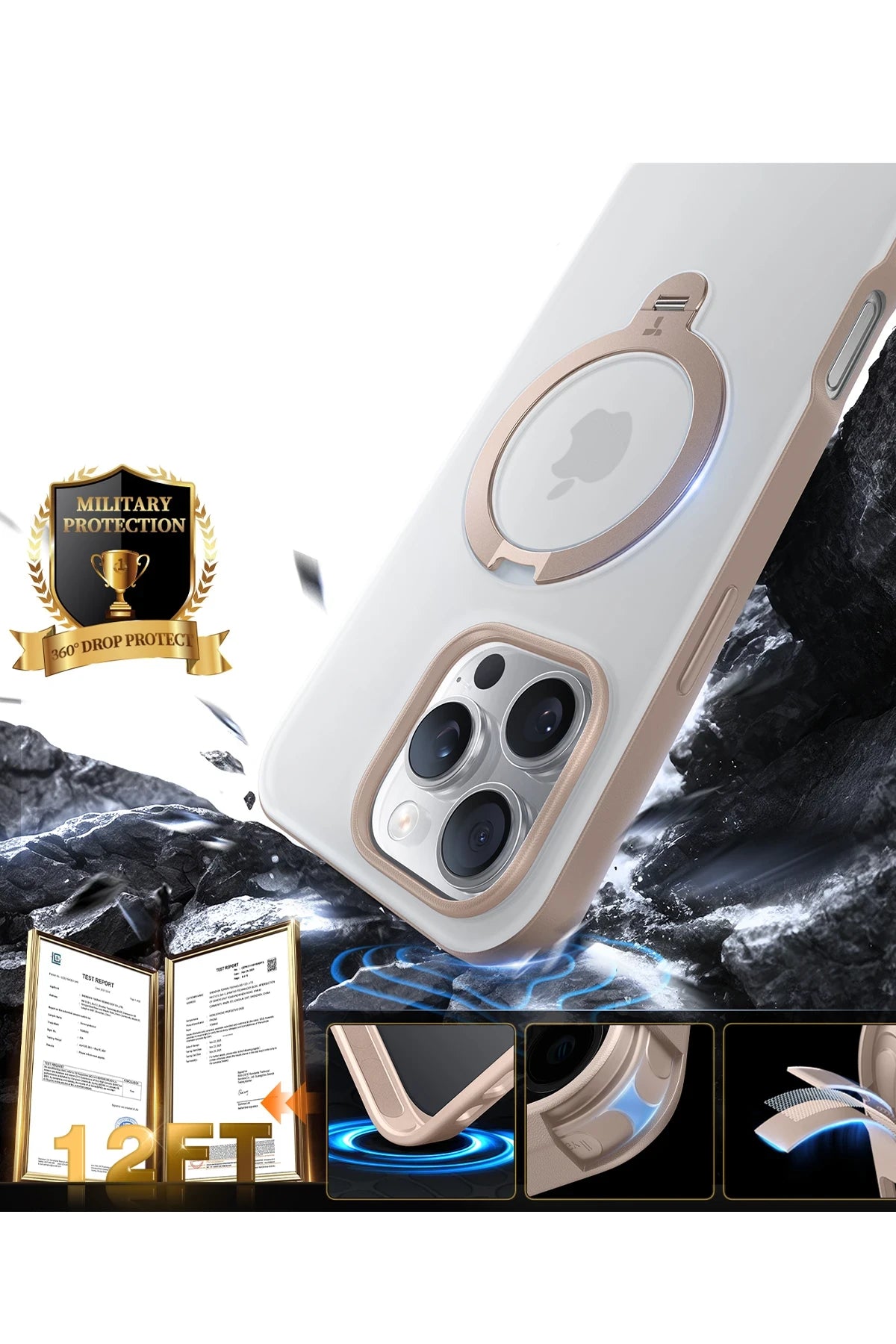 Torras O Stand Spin Serisi iPhone 16 Pro Magsafe Telefon Kılıfı