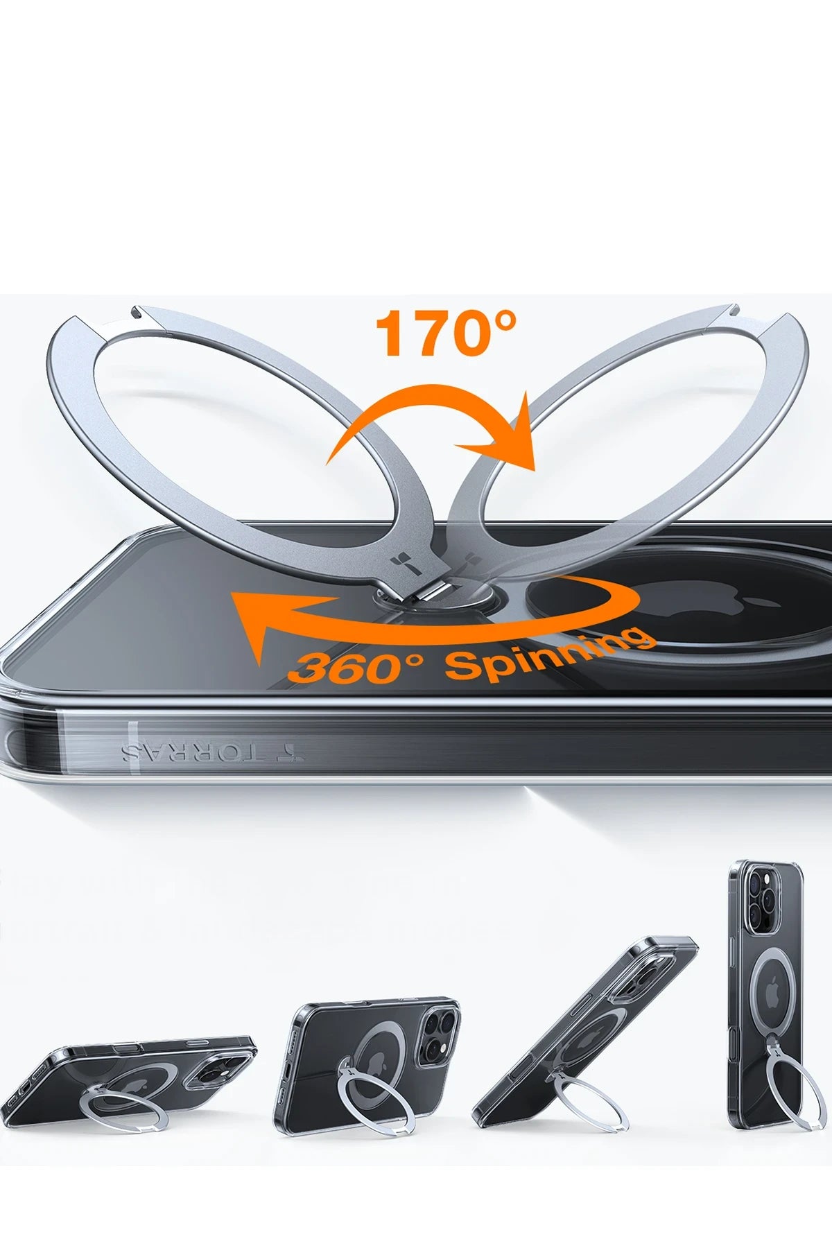 Torras O Stand Spin Serisi iPhone 16 Pro Magsafe Telefon Kılıfı