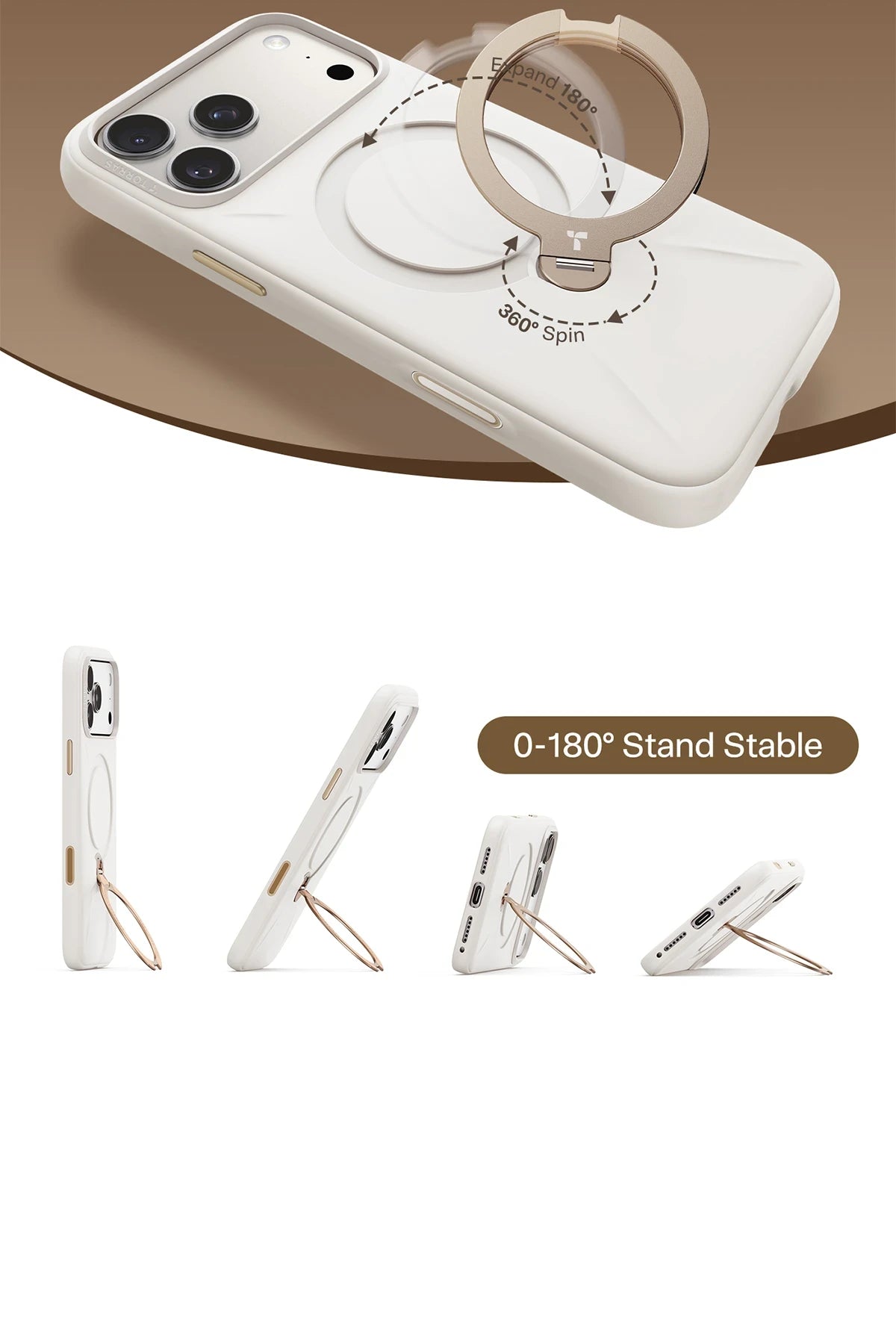 Torras O Stand Spin Silicone Serisi iPhone 17 Pro Max Magsafe Telefon Kılıfı