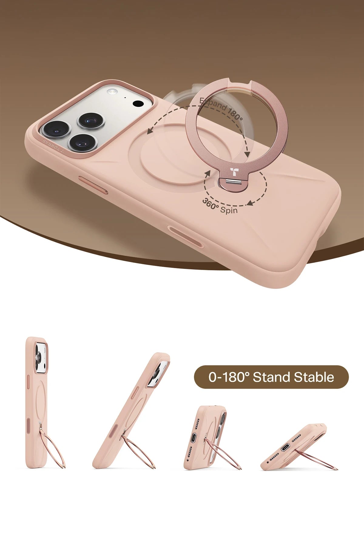 Torras iPhone 17 Pro Max O Stand Spin Silicone Serisi Magsafe Kılıf