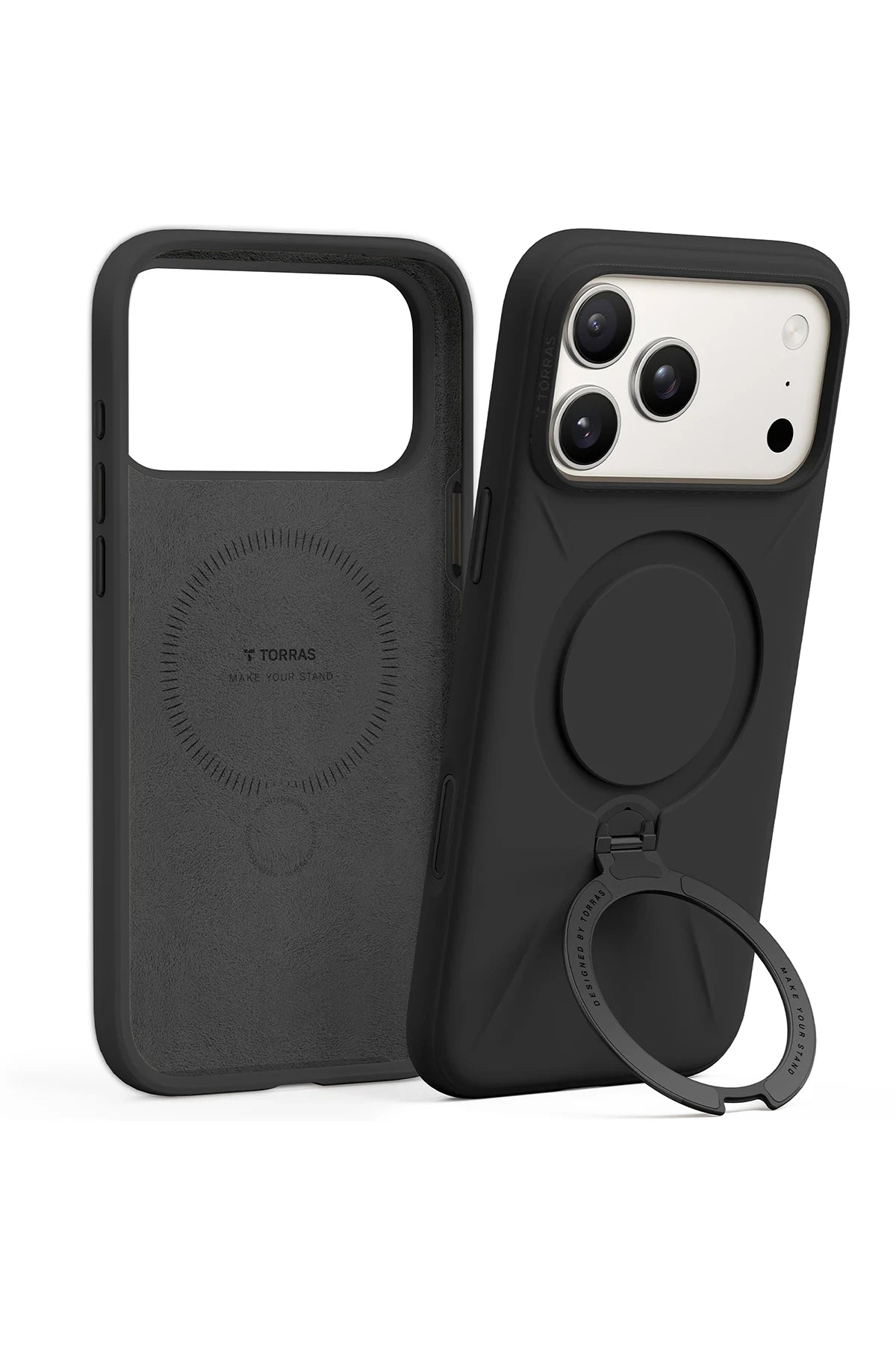 Torras O Stand Spin Silicone Serisi iPhone 17 Pro Max Magsafe Telefon Kılıfı