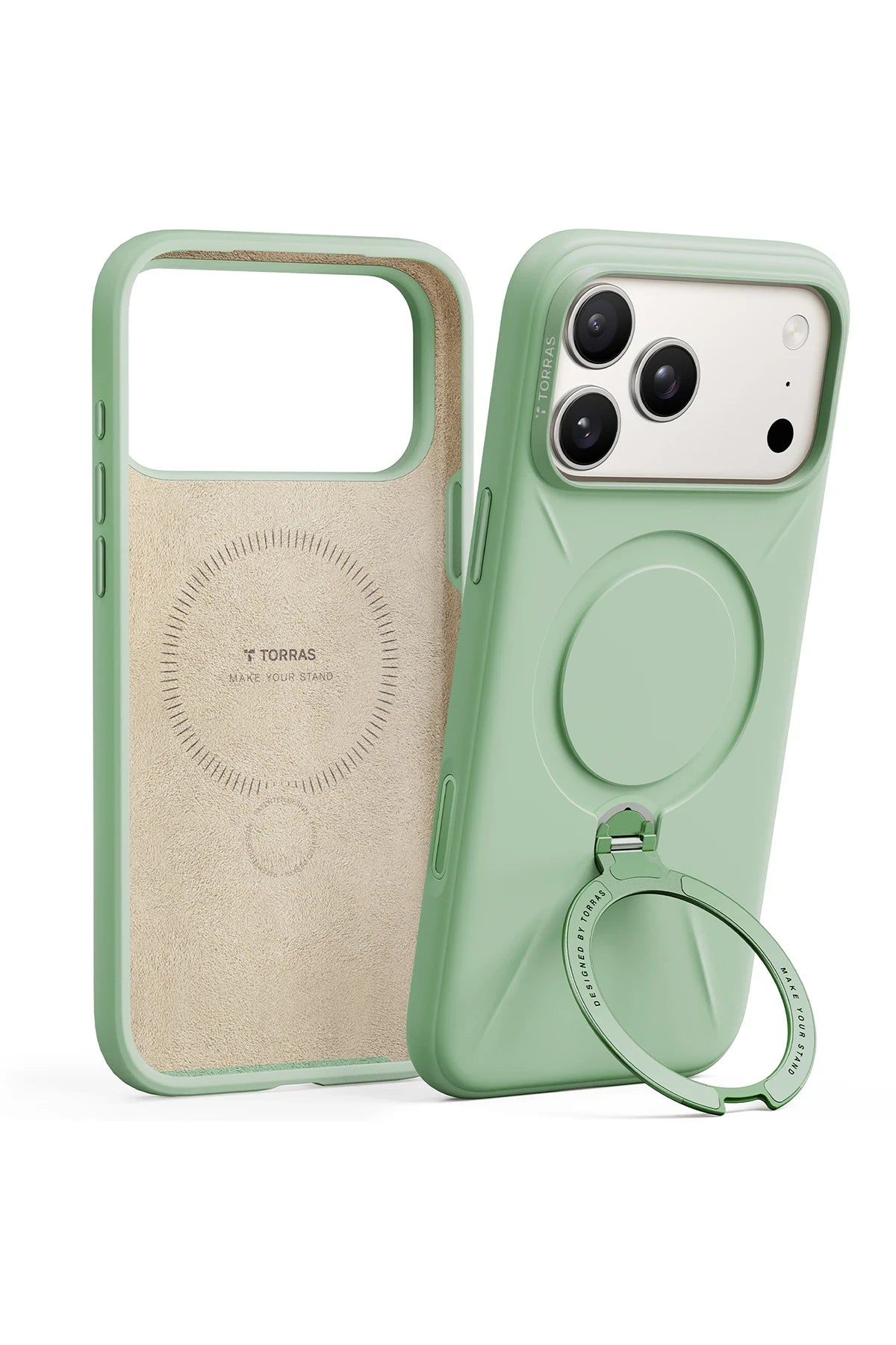 Torras O Stand Spin Silicone Serisi iPhone 17 Pro Max Magsafe Telefon Kılıfı