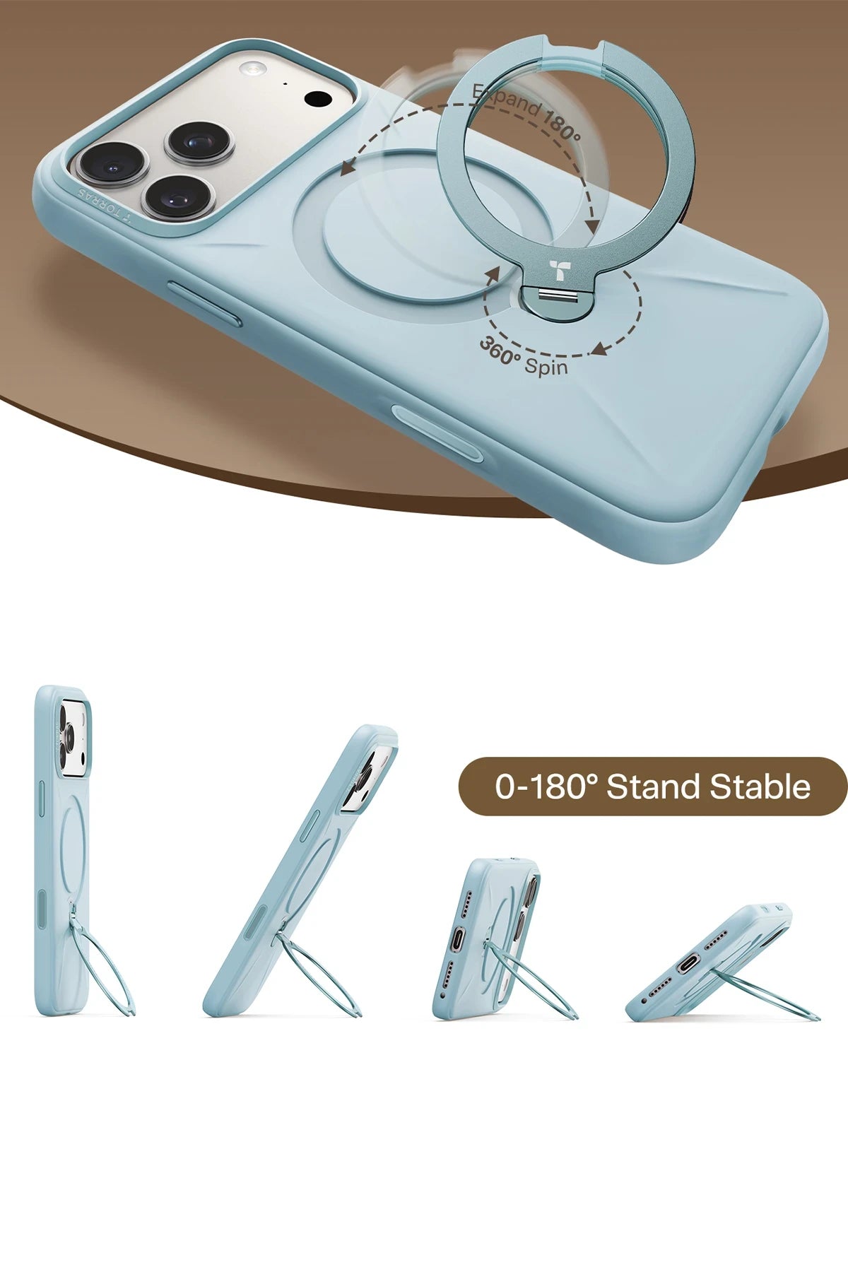 Torras O Stand Spin Silicone Serisi iPhone 17 Pro Magsafe Telefon Kılıfı