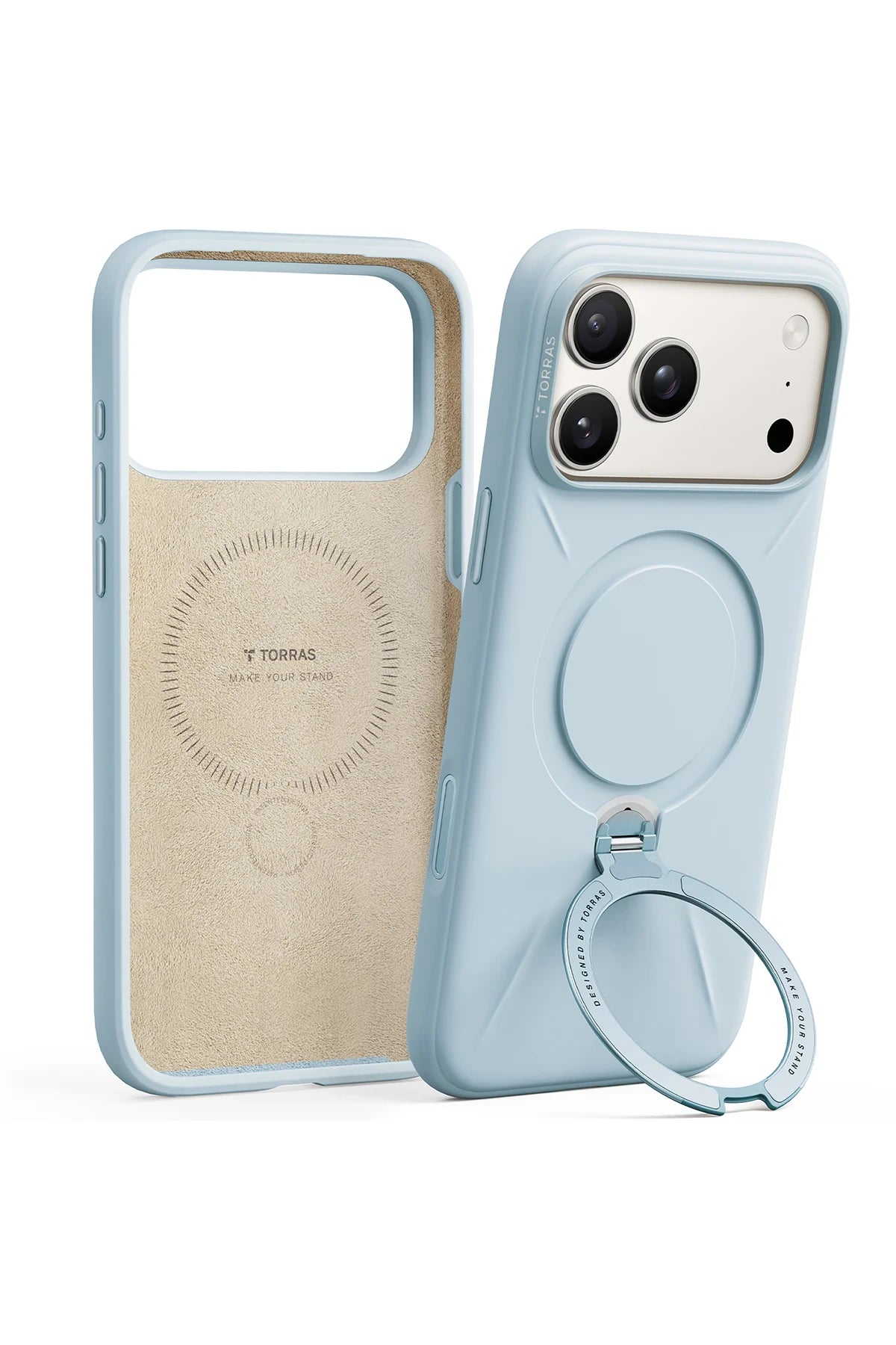 Torras O Stand Spin Silicone Serisi iPhone 17 Pro Magsafe Telefon Kılıfı