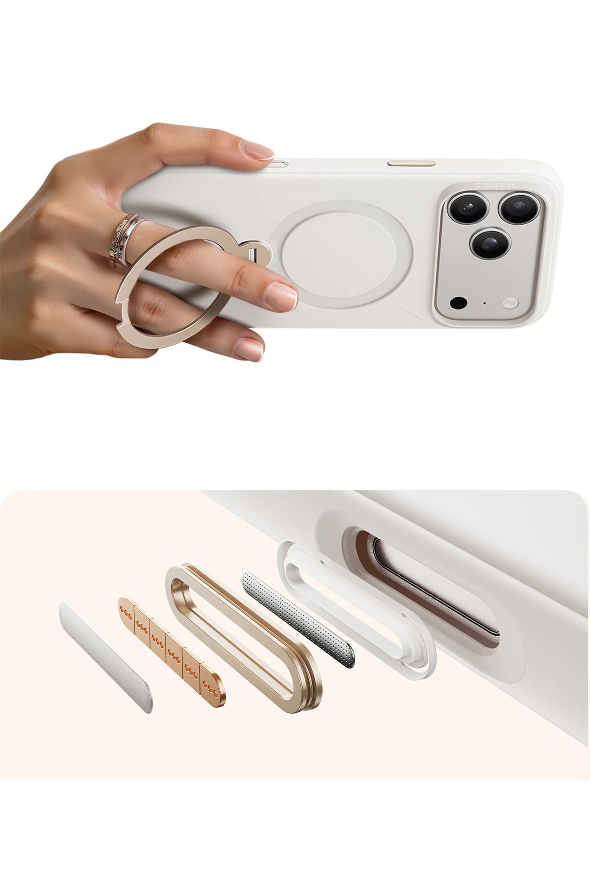 Torras O Stand Spin Silicone Serisi iPhone 17 Pro Magsafe Telefon Kılıfı