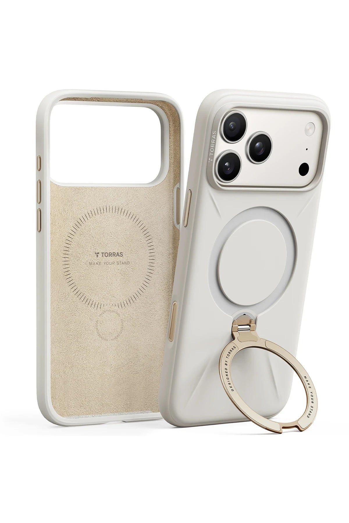 Torras O Stand Spin Silicone Serisi iPhone 17 Pro Magsafe Telefon Kılıfı