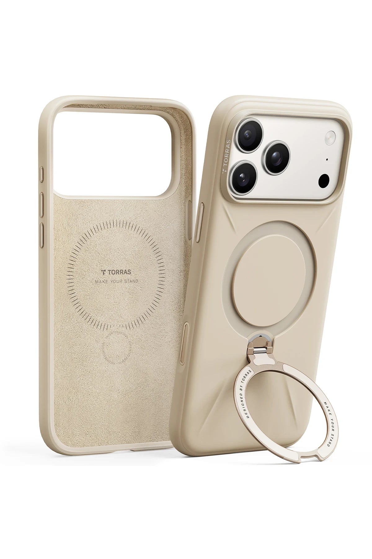 Torras O Stand Spin Silicone Serisi iPhone 17 Pro Magsafe Telefon Kılıfı