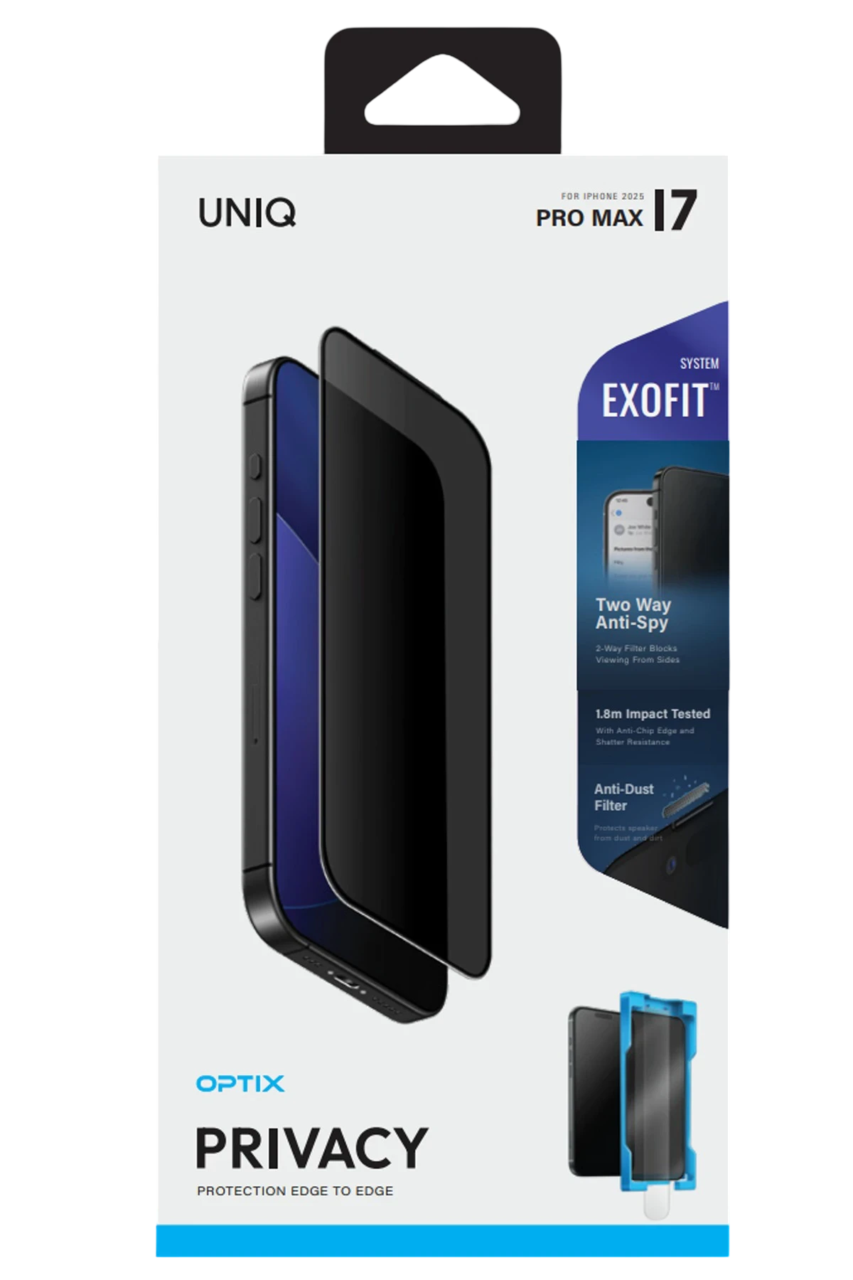 Uniq Apple iPhone 17 Air Optix Exofit Privacy Applicator Cam Ekran Koruyucu