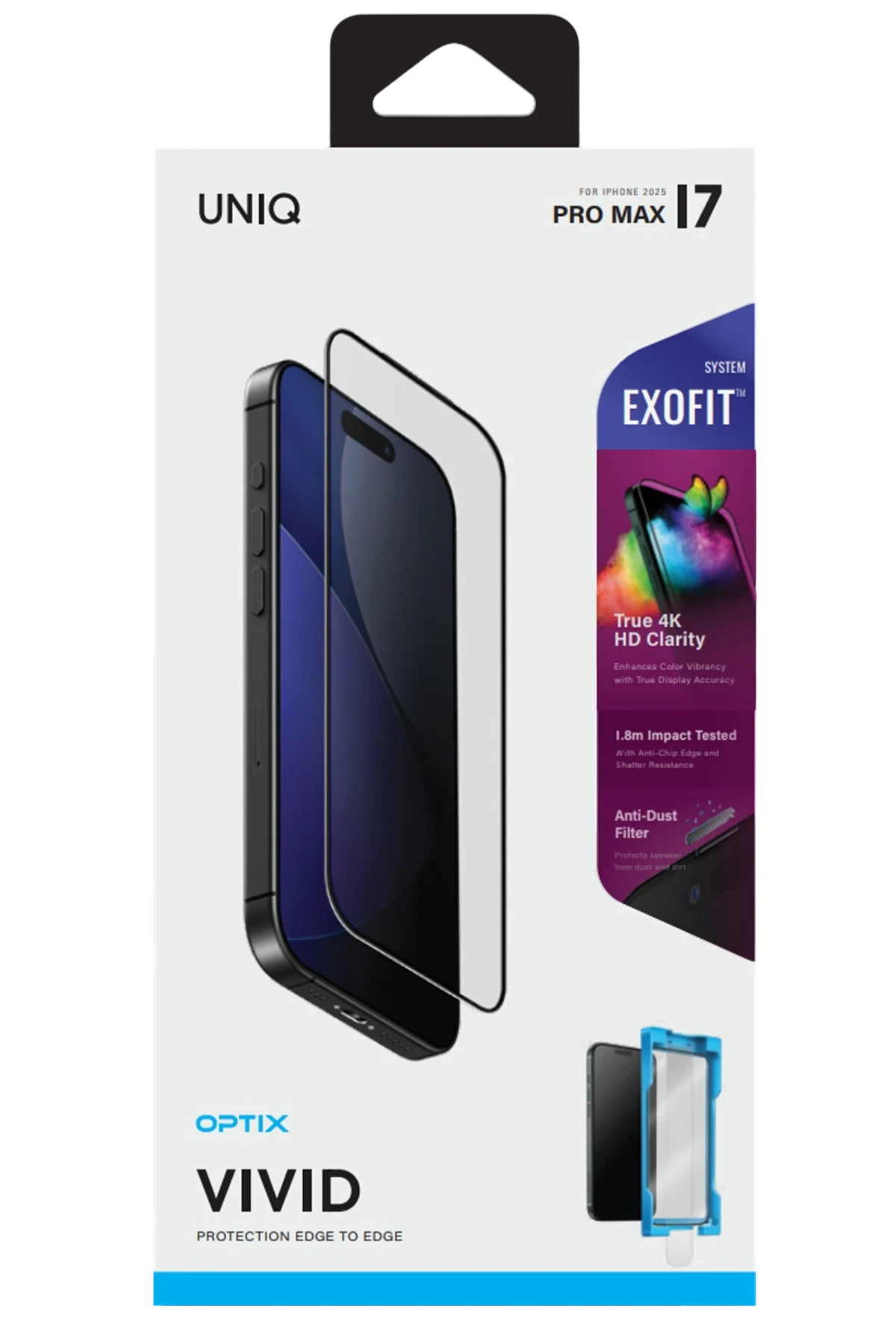 Uniq Apple iPhone 17 Air Optix Exofit Vivid Applicator HD Cam Ekran Koruyucu