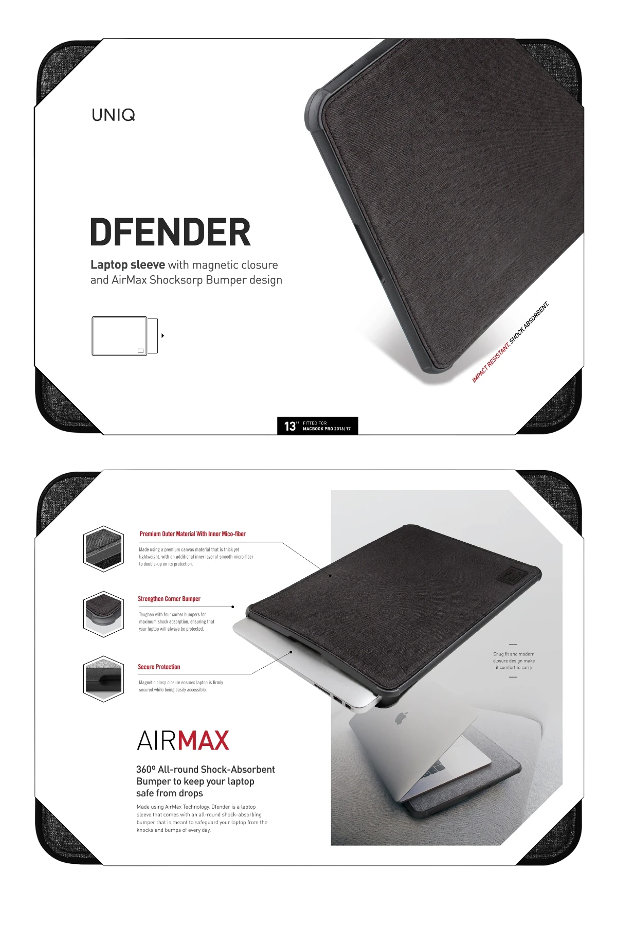 Uniq Defender 16inç Airbag Laptop Koruyucu Kılıf