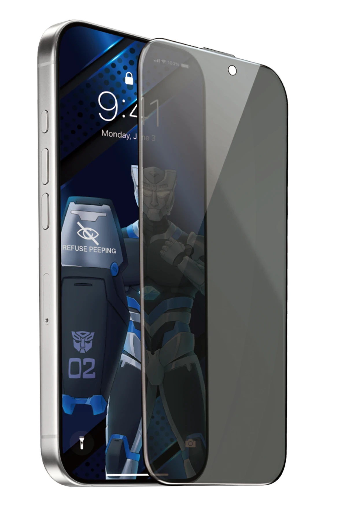 URR Apple iPhone 16 Plus 3D Anti-Peep Curved Hayalet Cam Ekran Koruyucu