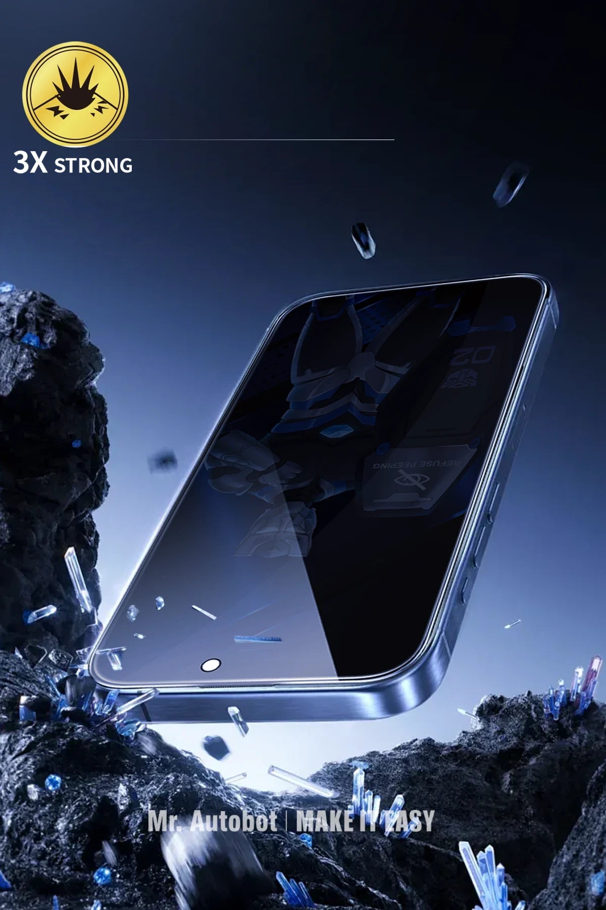URR Apple iPhone 16 Plus 3D Anti-Peep Curved Hayalet Cam Ekran Koruyucu