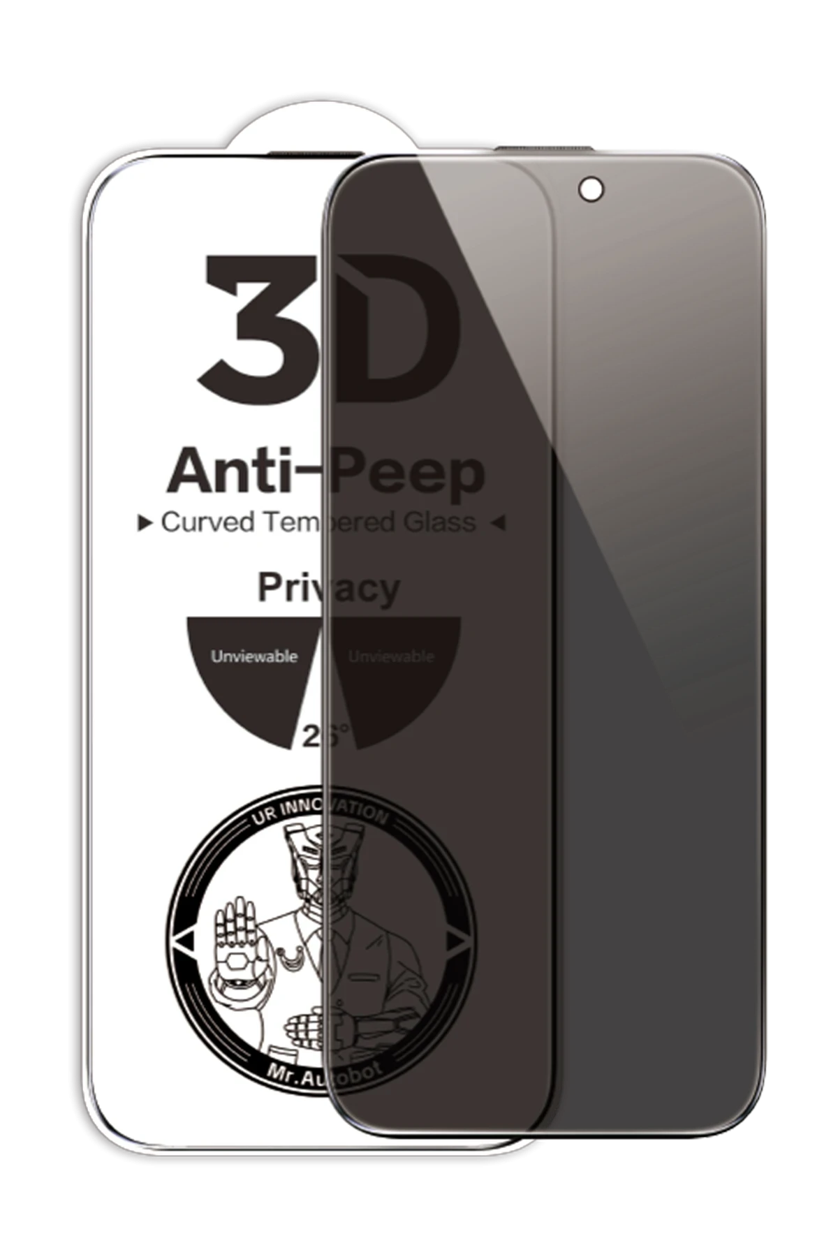 URR Apple iPhone 16 Plus 3D Anti-Peep Curved Hayalet Cam Ekran Koruyucu