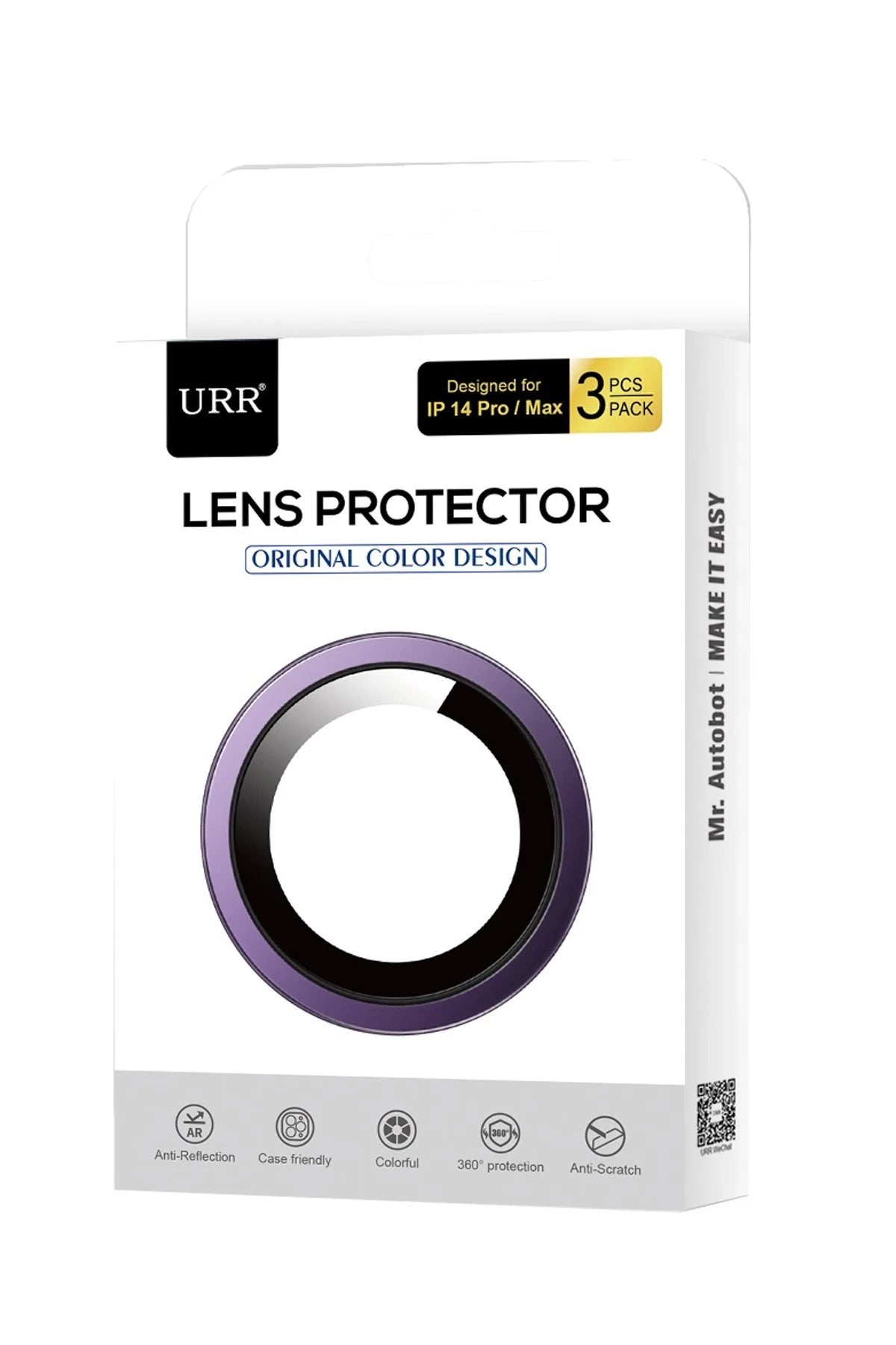 URR iPhone 14 Pro Max 3D PVD Dioxide Kamera Lens Koruyucu
