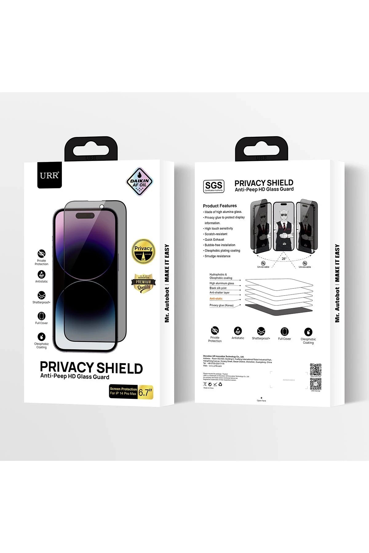 URR iPhone 14 Pro Max HD Privacy Cam Ekran Koruyucu