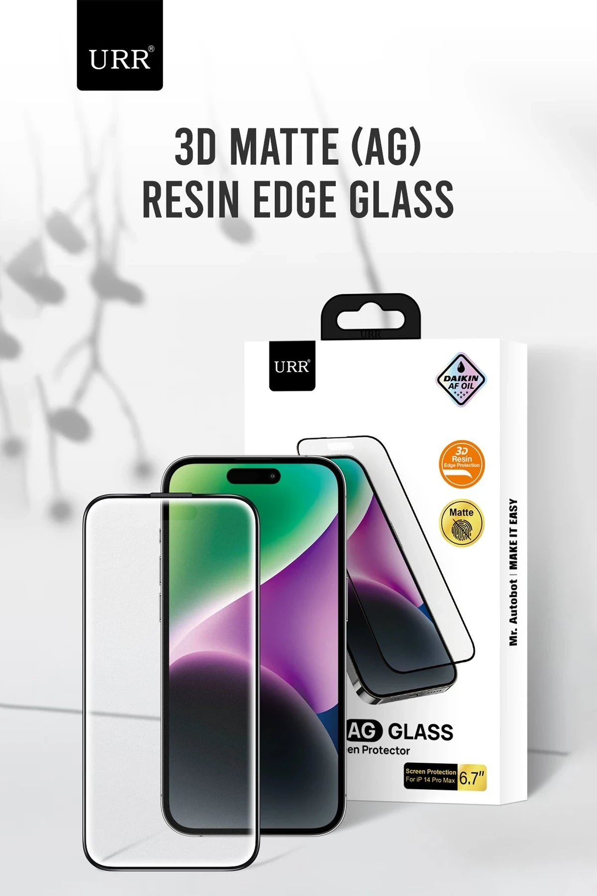 URR iPhone 15 Pro Max 3D Matte Antiglare Resin Edge Cam Ekran Koruyucu