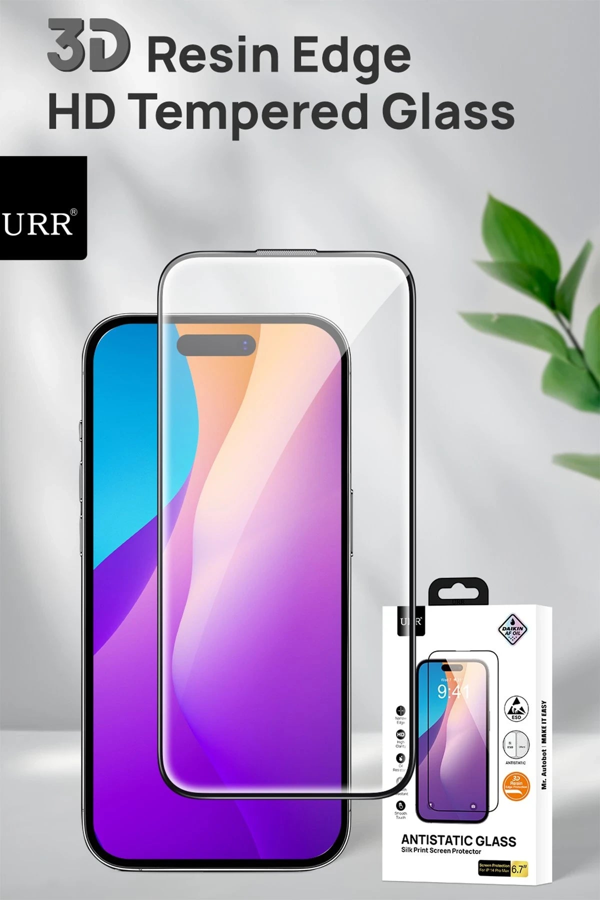 URR iPhone 15 Pro Max 3D Resin Edge Cam Ekran Koruyucu