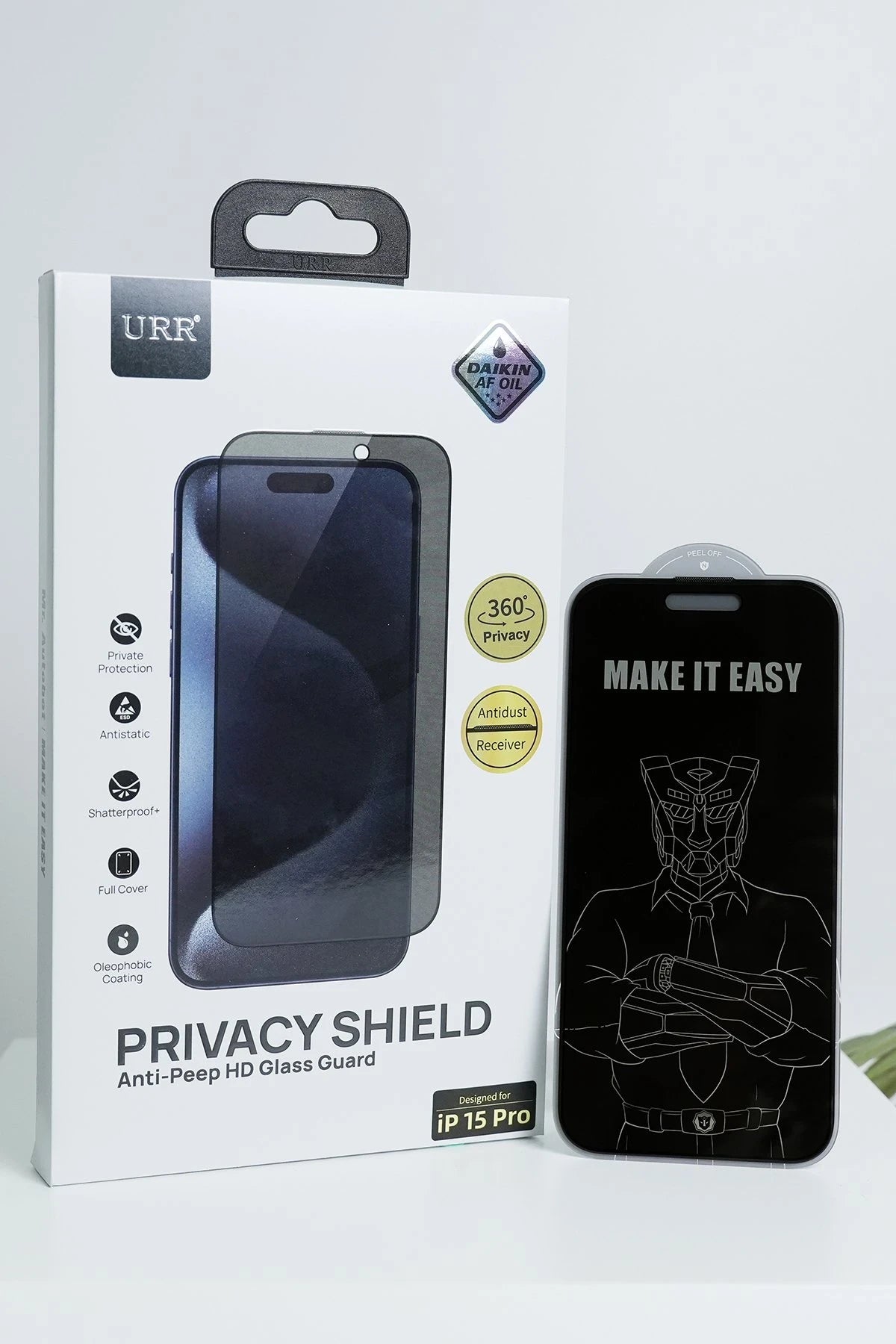 URR iPhone 15 Pro Max 4 Way Anti Spy 360 Privacy Cam Ekran Koruyucu
