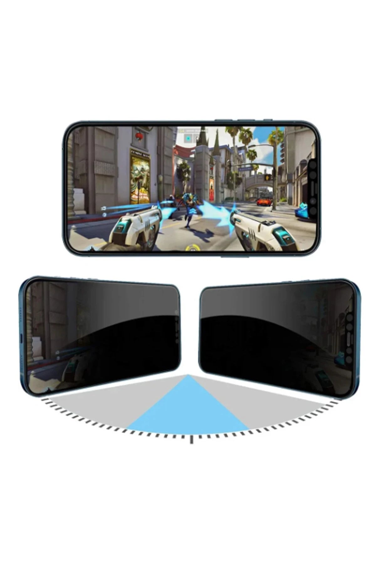 URR iPhone 15 Pro Max 4 Way Anti Spy 360 Privacy Cam Ekran Koruyucu