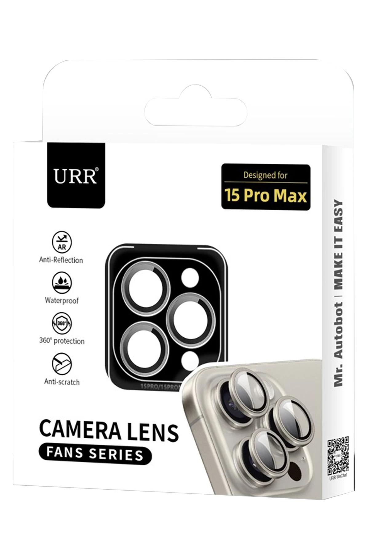 URR iPhone 15 Pro Max Fan Series AR Kamera Lens Koruyucu