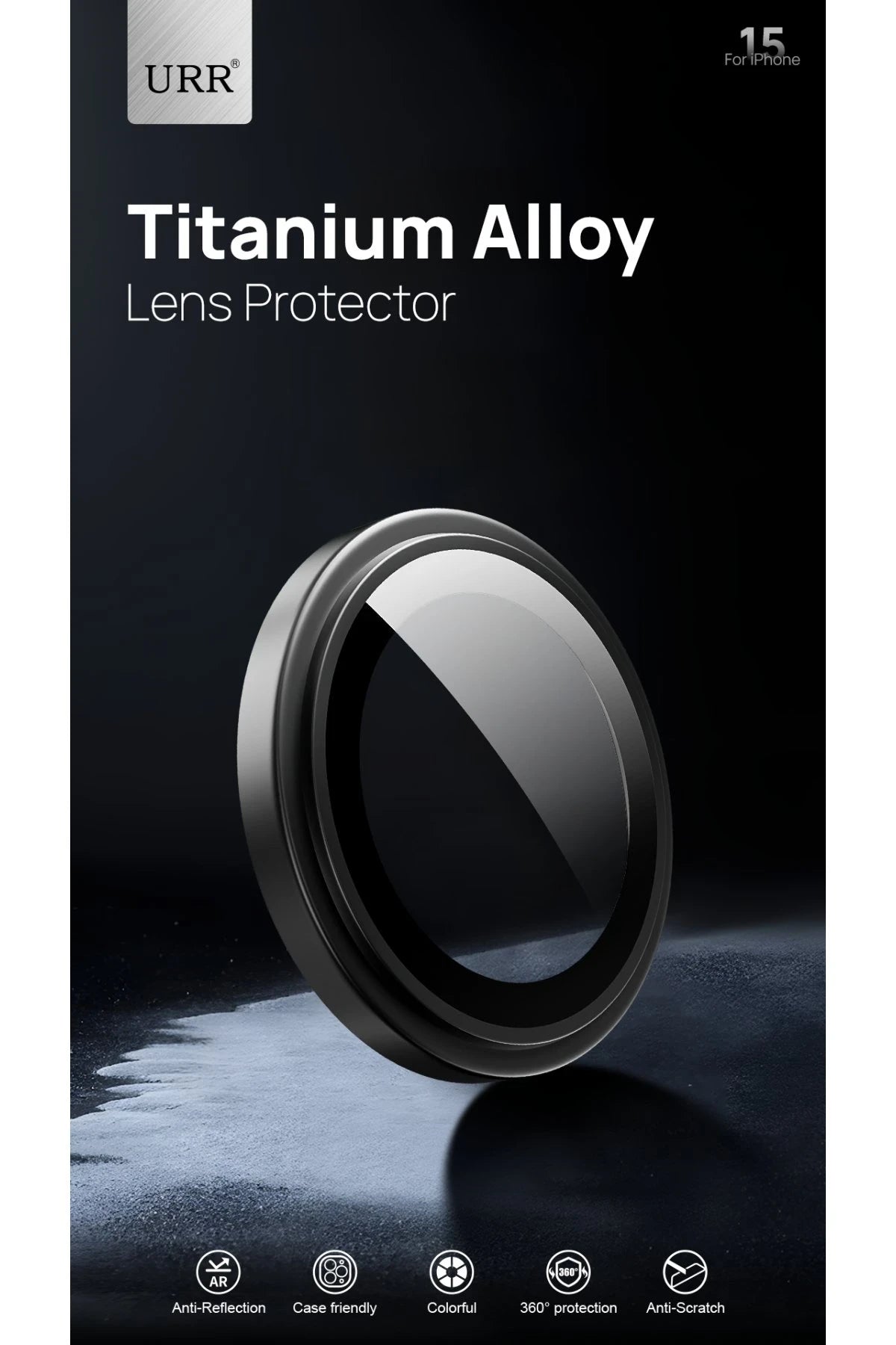 URR iPhone 15 Pro/ 15 Pro Max Titanium Alloy AR Kamera Lens Koruyucu