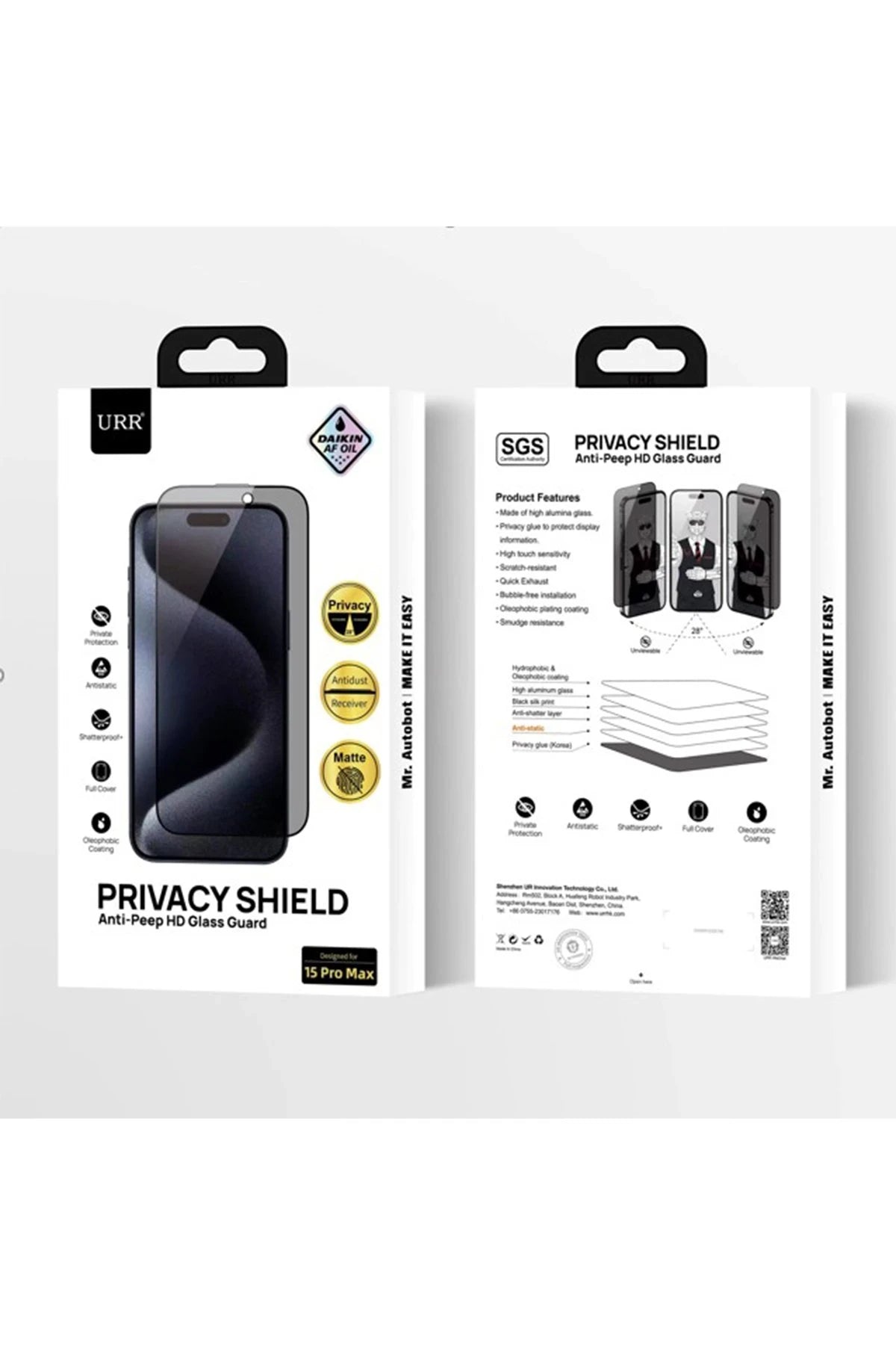 URR iPhone 16 Pro Matte Privacy Cam Ekran Koruyucu