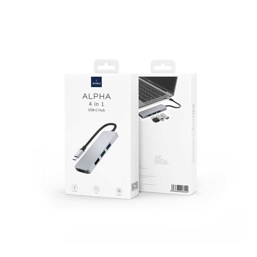 Wiwu Alpha A440 Pro 4 in 1 Type-C Hub 4'lü USB Çoğaltıcı - 4