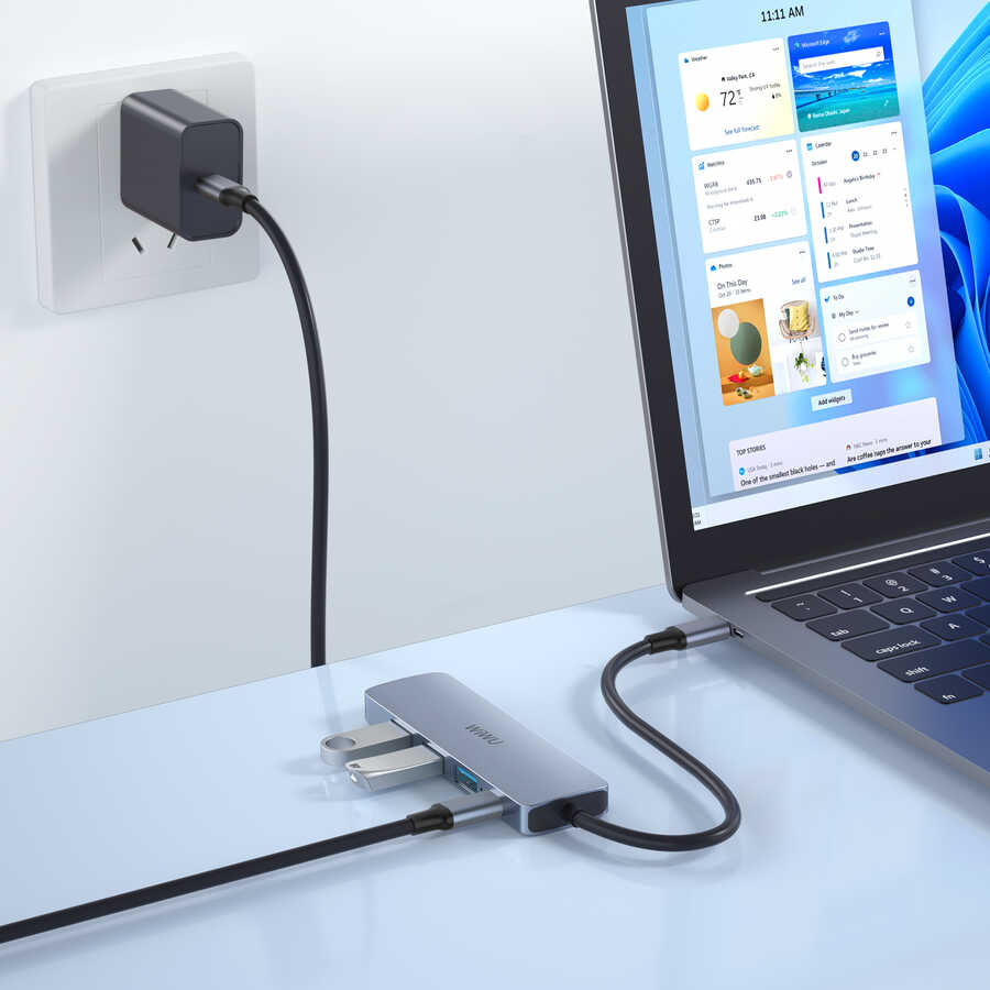Wiwu Alpha A541BC 5 in 1 Type-C Hub 60W Pd Şarj Destekli Usb Çoğaltıcı - 4