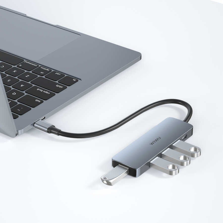 Wiwu Alpha A541BC 5 in 1 Type-C Hub 60W Pd Şarj Destekli Usb Çoğaltıcı - 3