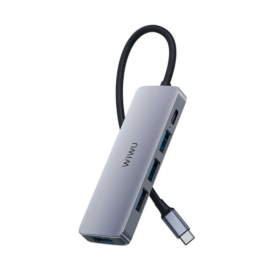 Wiwu Alpha A541BC 5 in 1 Type-C Hub 60W Pd Şarj Destekli Usb Çoğaltıcı - 6