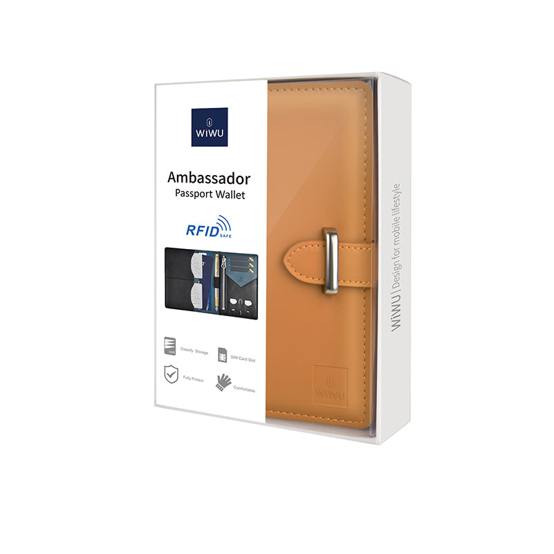 Wiwu Ambassador Passport Wallet Pasaport Kart Sim Bölmeli Cüzdan PU Deri