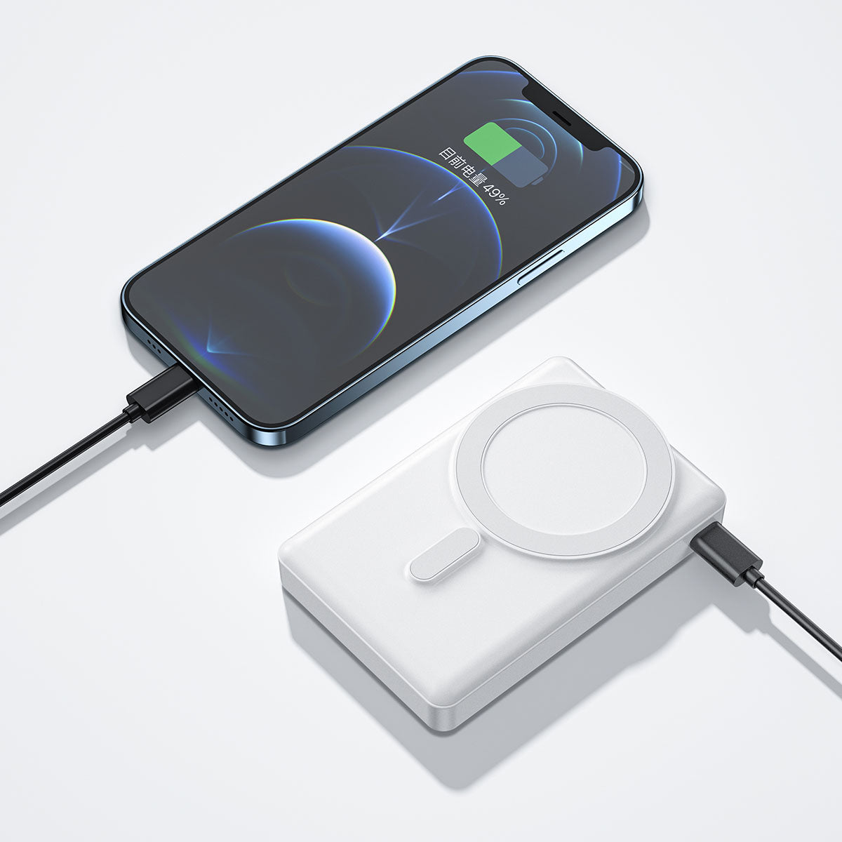 Wiwu JC-20 Hızlı Şarj Özellikli Standlı M-safe Wireless Transparan Powerbank 15W 10000mAh - 2