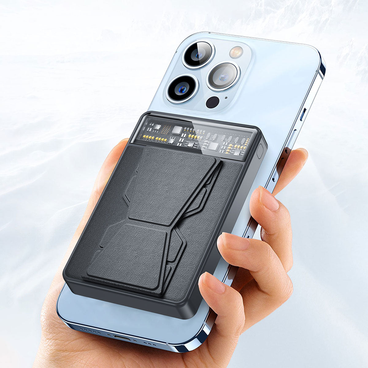 Wiwu JC-20 Hızlı Şarj Özellikli Standlı M-safe Wireless Transparan Powerbank 15W 10000mAh - 5