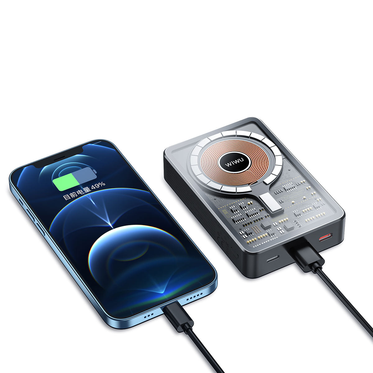 Wiwu JC-21 Hızlı Şarj Özellikli Şarj Göstergeli Standlı M-safe Wireless Powerbank 22.5W 10000mAh - 3