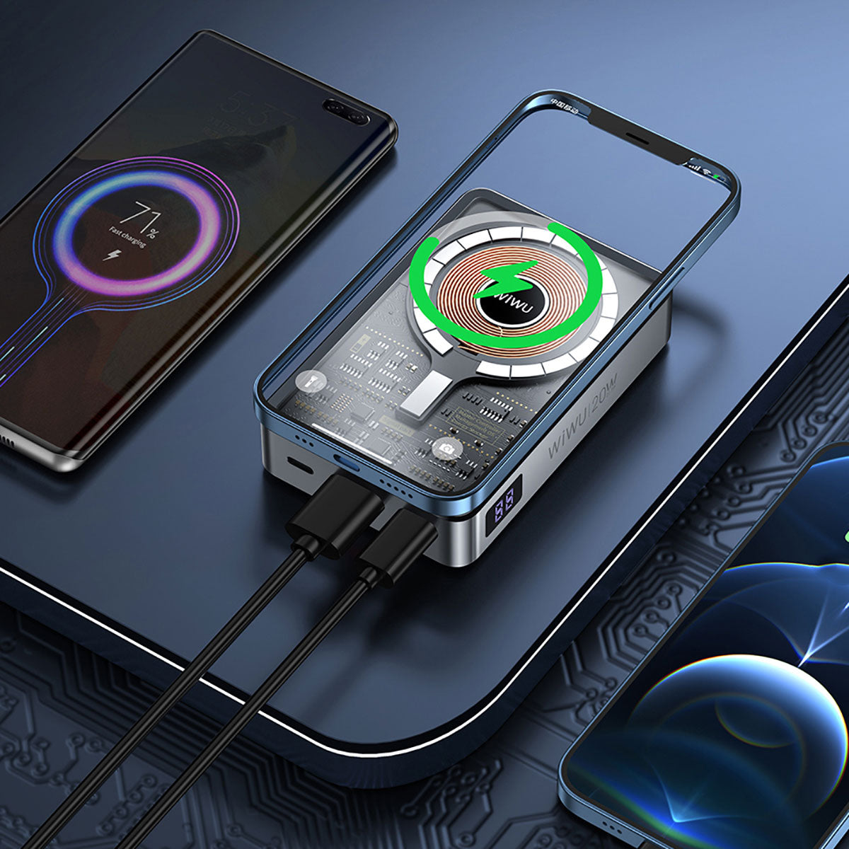 Wiwu JC-21 Hızlı Şarj Özellikli Şarj Göstergeli Standlı M-safe Wireless Powerbank 22.5W 10000mAh - 7