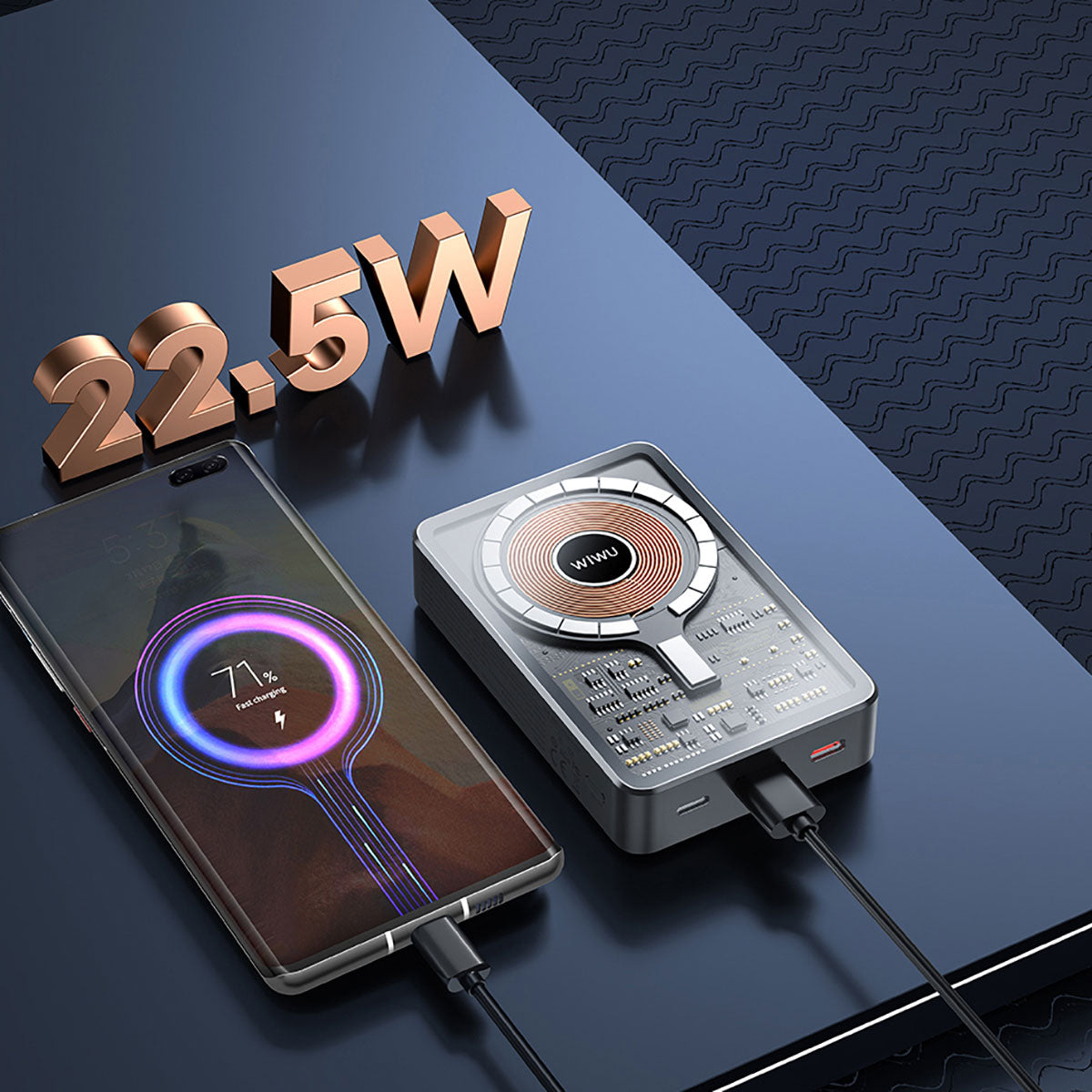 Wiwu JC-21 Hızlı Şarj Özellikli Şarj Göstergeli Standlı M-safe Wireless Powerbank 22.5W 10000mAh - 11