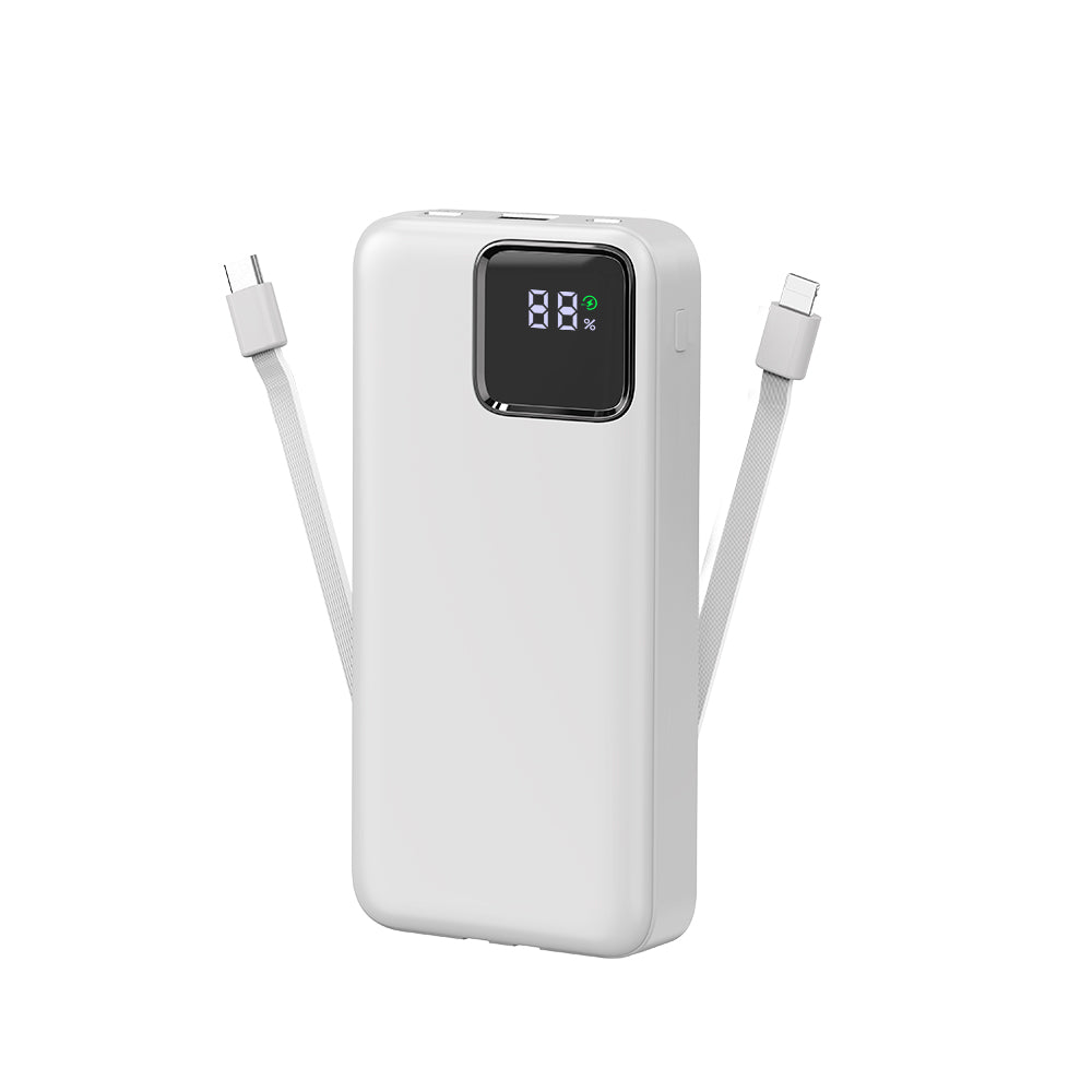 Wiwu JC-22 Dijital LED Ekran Şarj Göstergeli Type-C ve Lightning Kablolu Powerbank 22.5W 20000mAh - 2