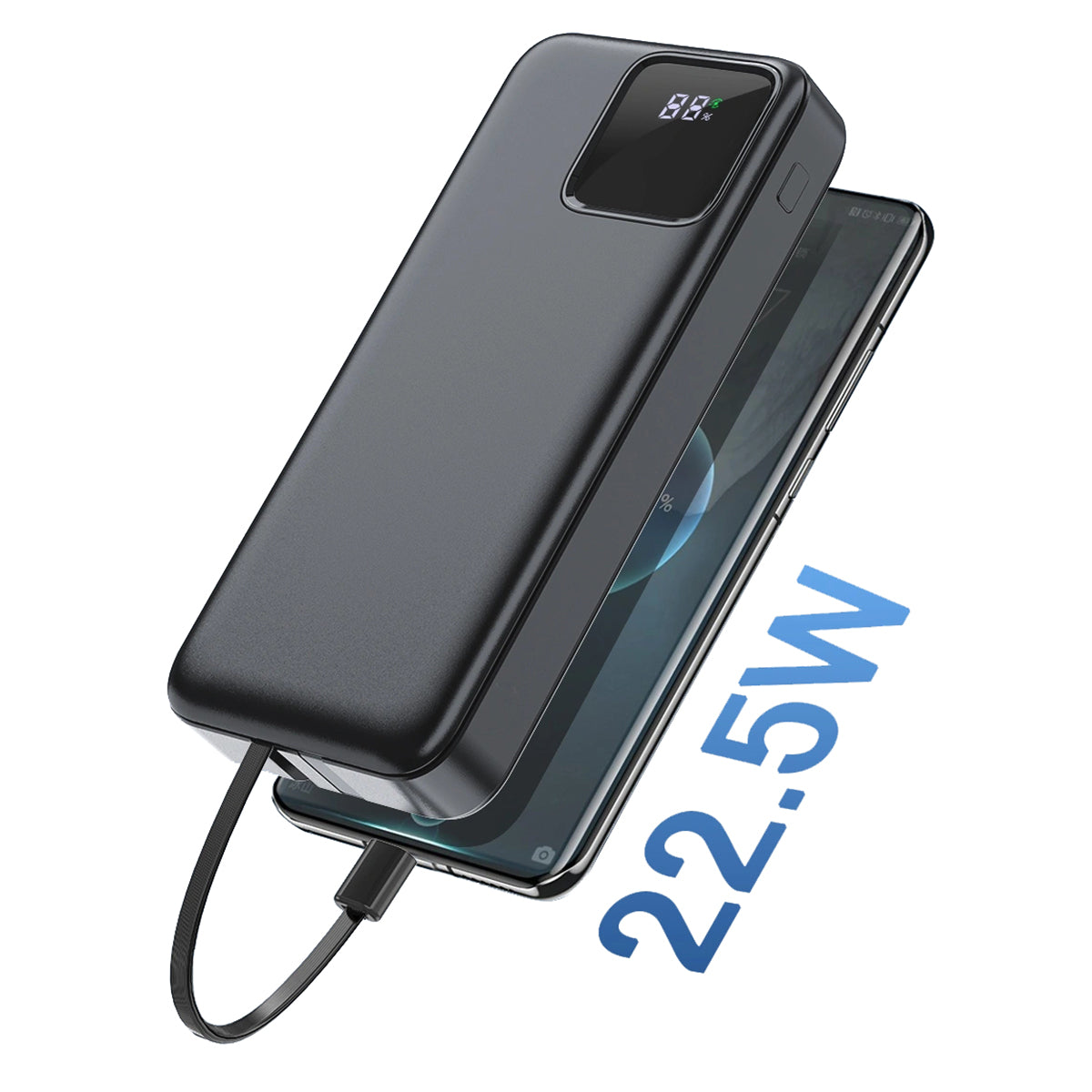 Wiwu JC-22 Dijital LED Ekran Şarj Göstergeli Type-C ve Lightning Kablolu Powerbank 22.5W 20000mAh - 5