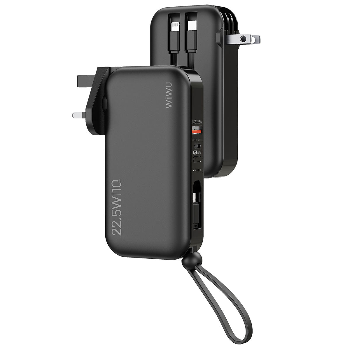 Wiwu JC-23 Micro Type-C ve Lightning Kablolu Şarj Göstergeli PD Powerbank 22.5W 10000mAh - 2
