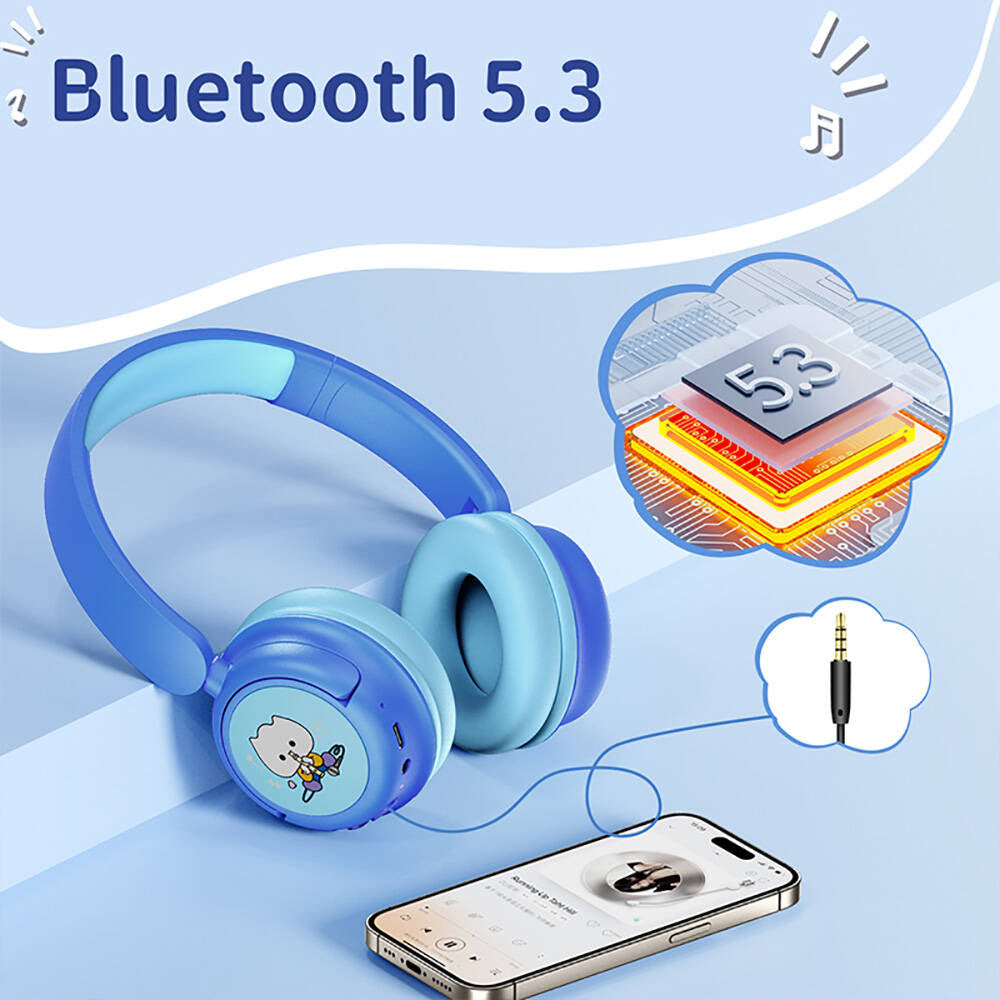 Wiwu KTD-02 Ayarlanabilir Kulak Üstü Kablolu ve Bluetooth 5.3 Çocuk Kulaklığı