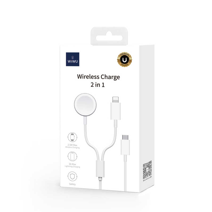Wiwu M10 2 in 1 Kablosuz ve Lightning PD Şarj Kablosu