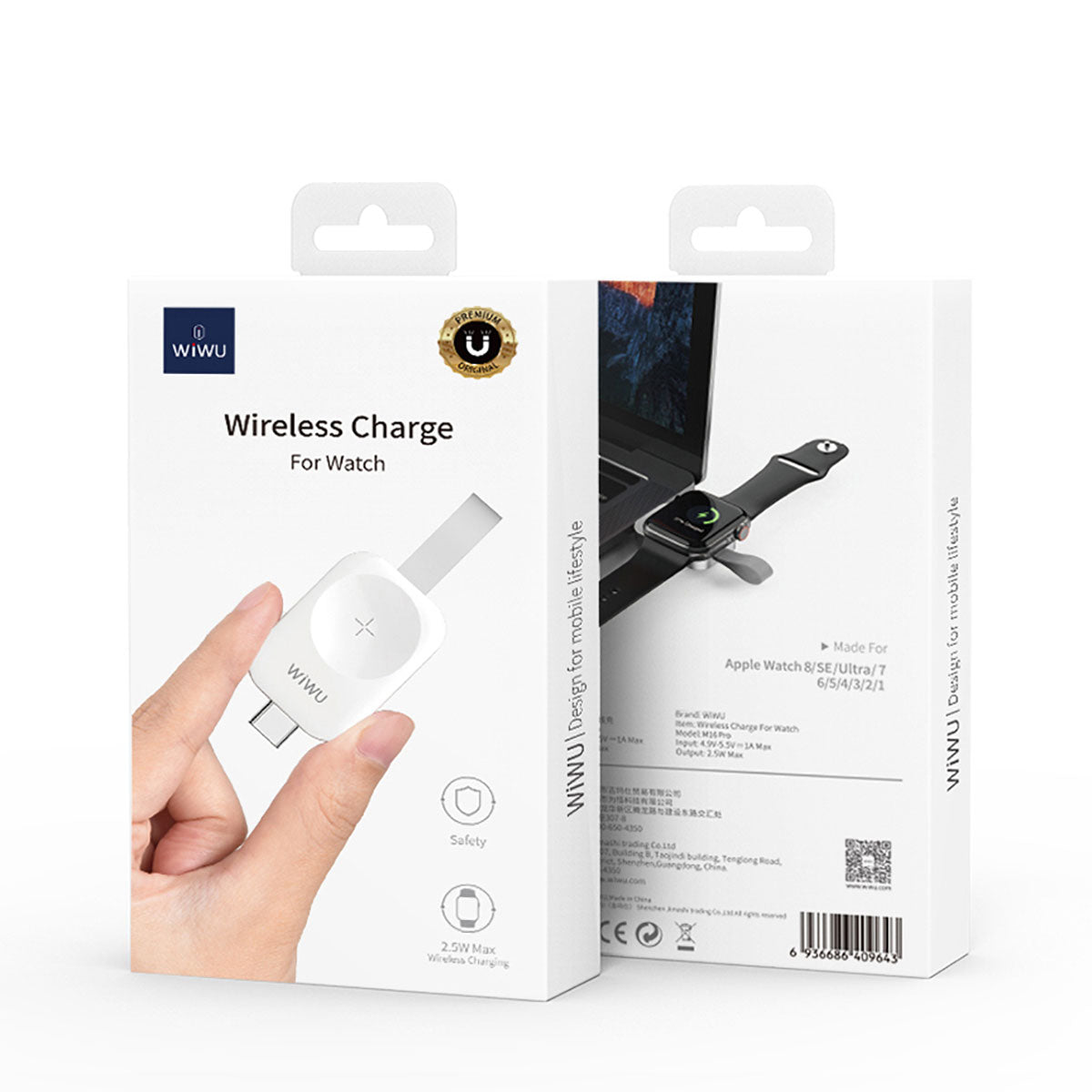 Wiwu M16 Pro Akıllı Saat Mini Wireless Magnetik Şarj Aleti 2.5W - 2