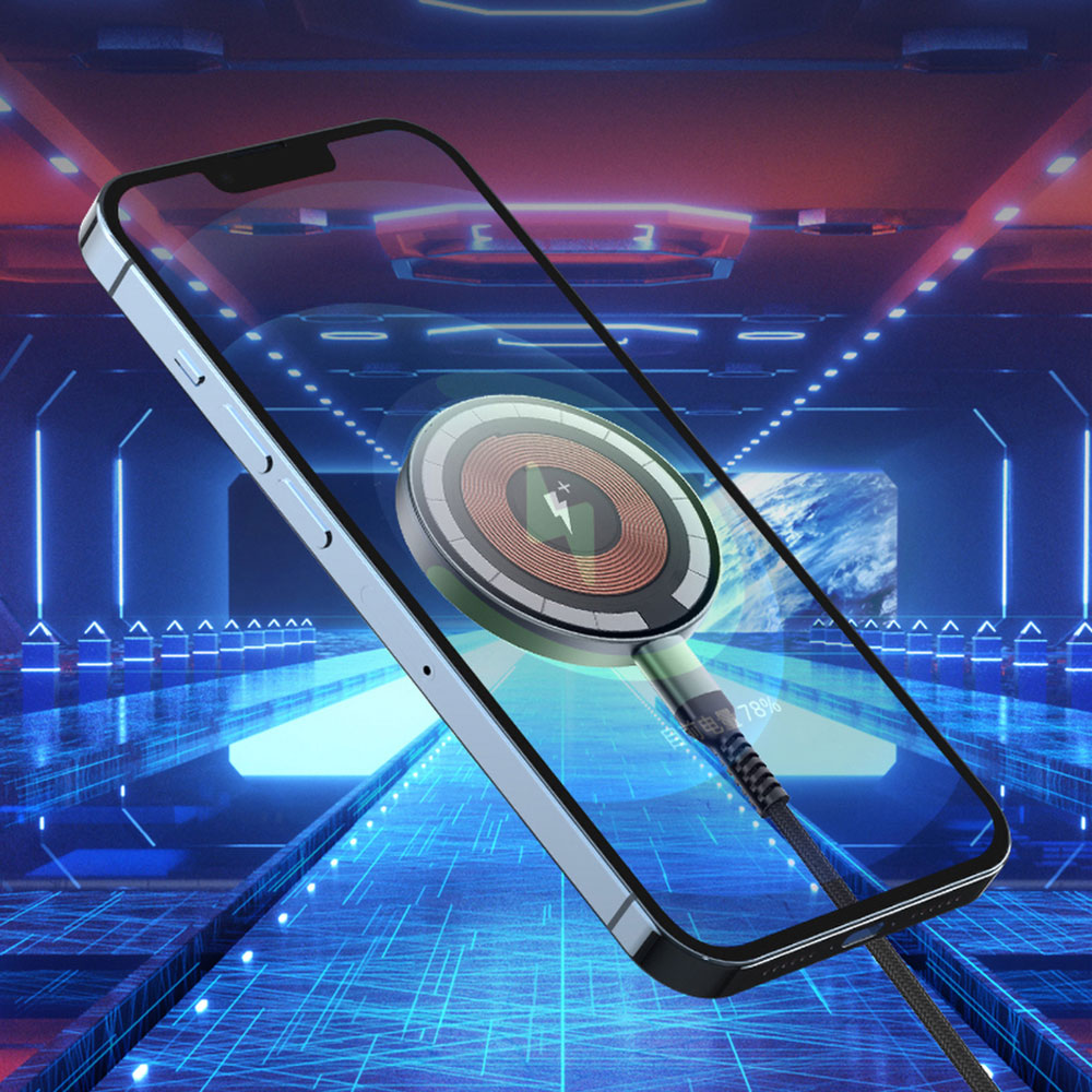 Wiwu M17 Magnetik Intelligent Transparan Ultra İnce Şeffaf 15W Android iOS Destekli Kablosuz Şarj Cihazı