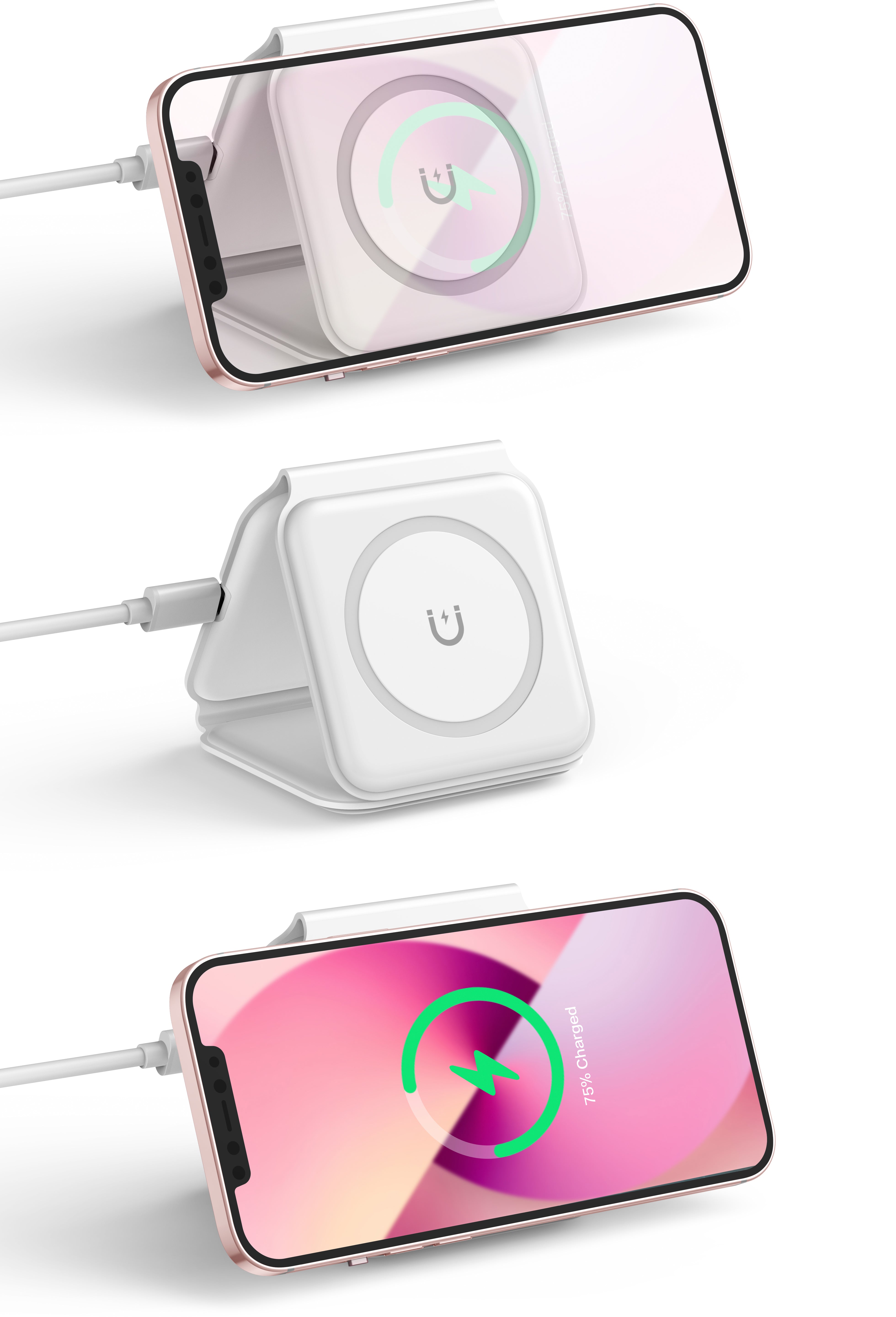 Wiwu Power Air M6 3 in 1 Mıknatıslı Kablosuz Telefon-Saat-Kulaklık Şarj Standı - 11
