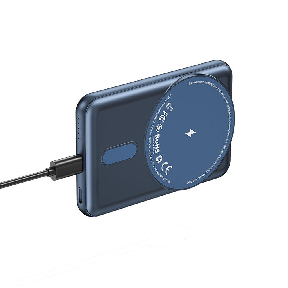 Wiwu PP02 Taşınabilir Wireless Şarj ve PD 15W 5000mAh Hızlı Şarj Özellikli Powerbank