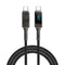 Wiwu Wi-C038 Titan Serisi Type-C to Type-C PD 100W LED Dijital Göstergeli Şarj ve Data Kablosu 1.2M