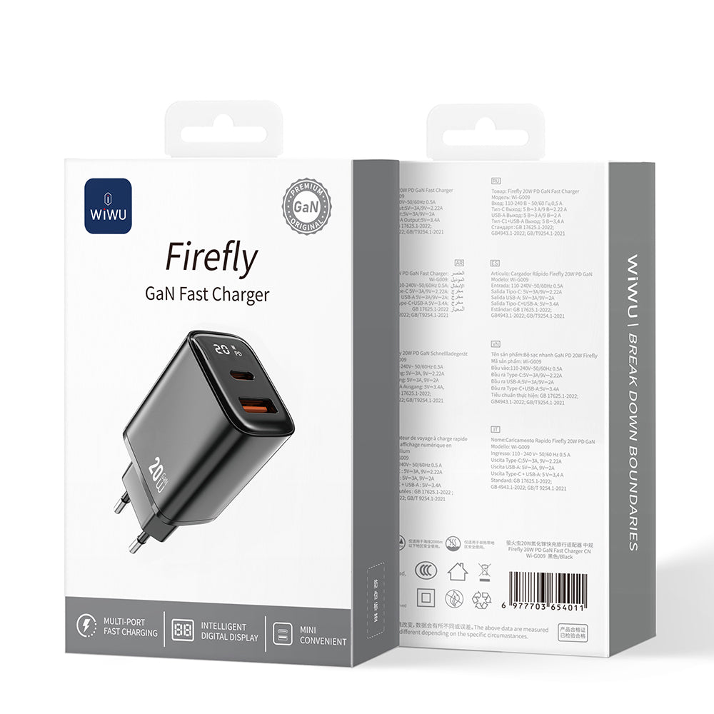 Wiwu Wi-G009 Firefly Serisi GaN Tech PD Hızlı Şarj Özellikli  20W Şarj Başlığı