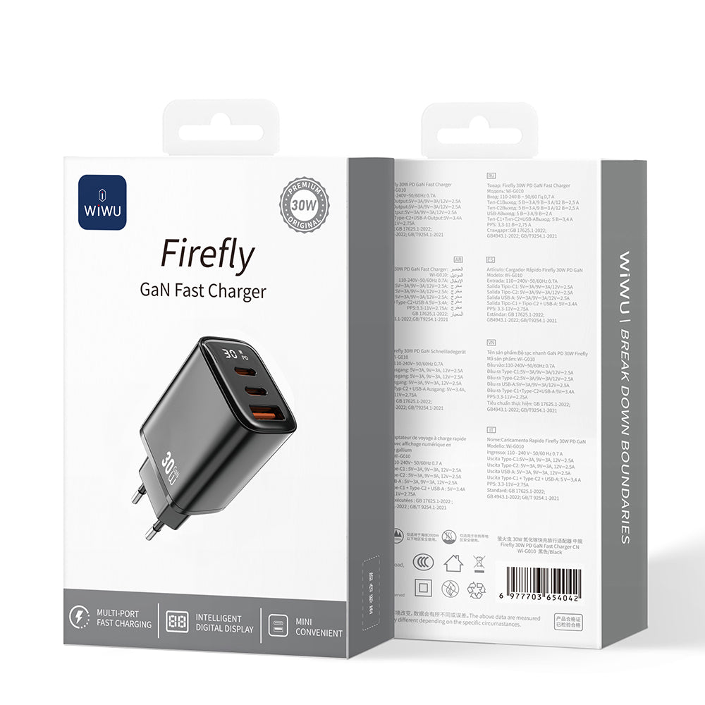Wiwu Wi-G010 Firefly Serisi GaN Tech PD Hızlı Şarj Özellikli 30W Şarj Başlığı