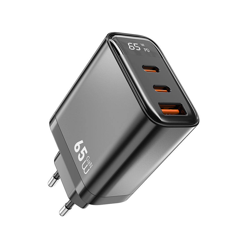 Wiwu Wi-G012 Firefly Serisi Dual Type-C PD & USB-A GaN Teknolojili 65W Hızlı Şarj Başlığı
